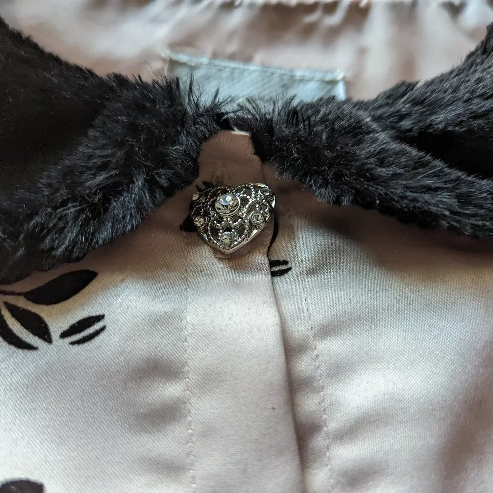 Girls Rare Editions Pink & Black Coat, Size 6